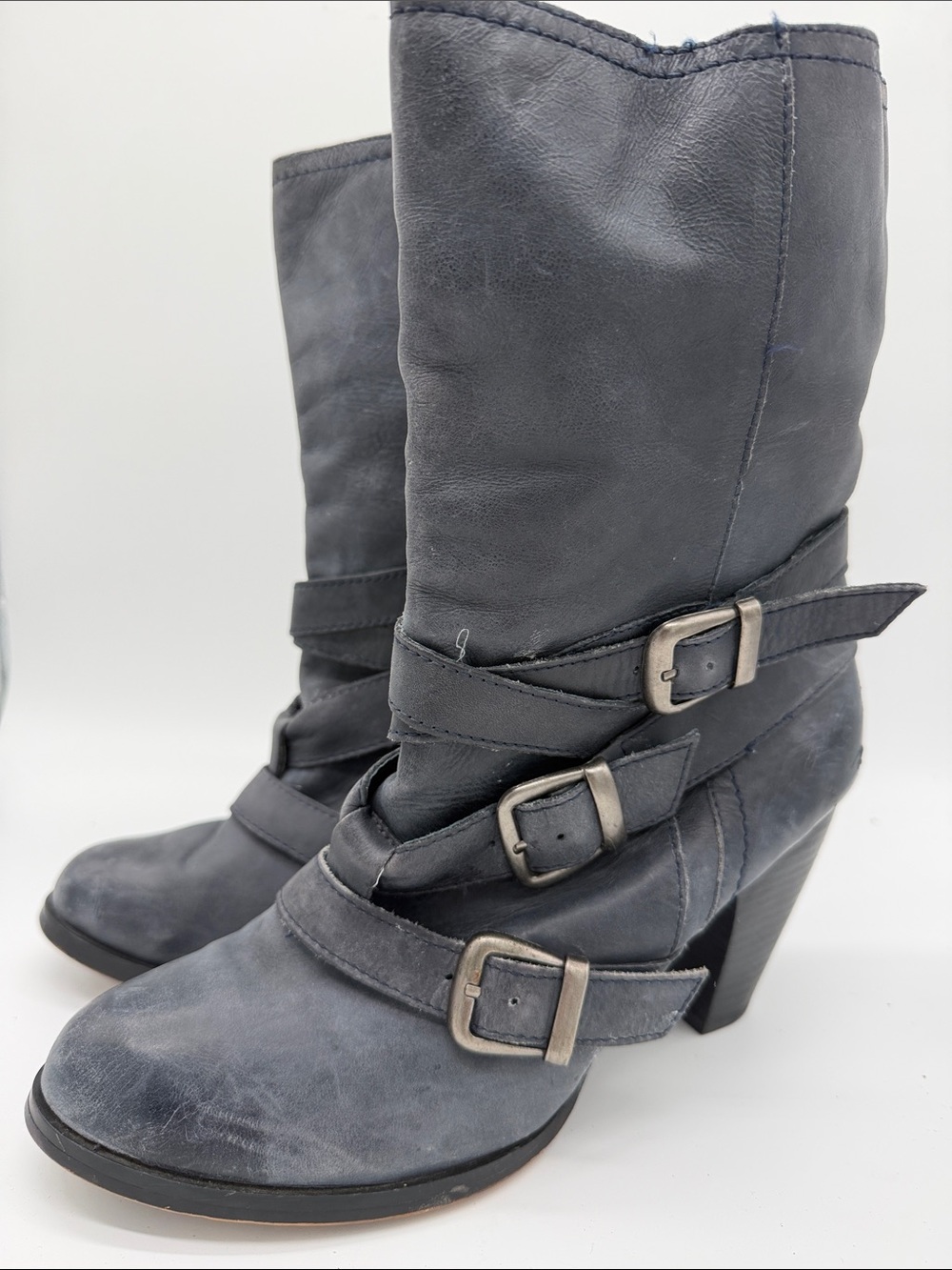 Steve Madden Freeway black Gray Boots Leather